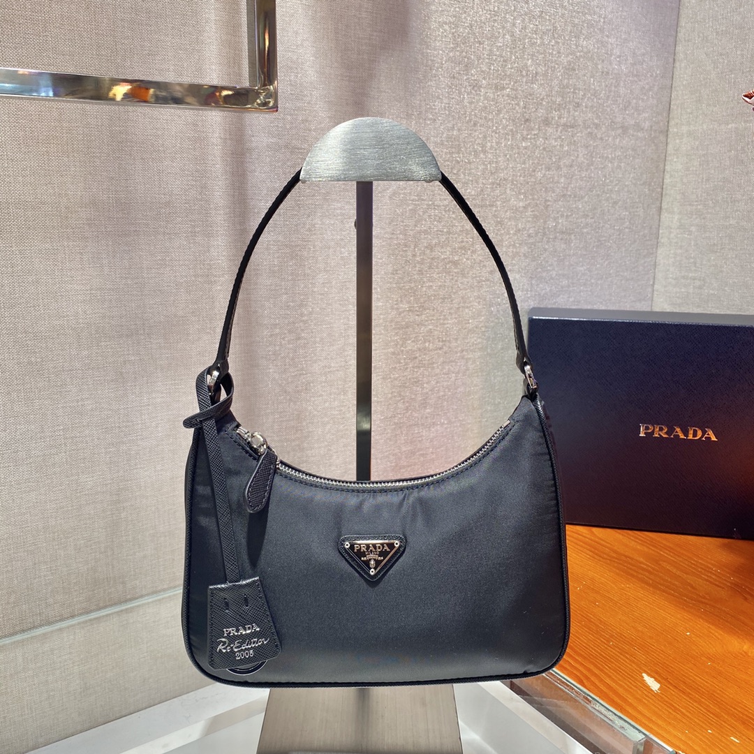 Prada Mini Re Edition 2005 Re Nylon And Saffiano Bag Black 1NE204